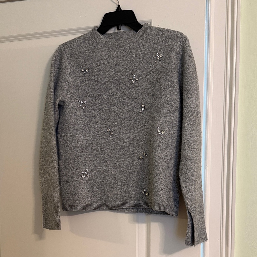 Simply Vera Vera Wang Gray Beaded Sweater